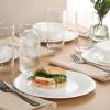 image:imageGibson Home Vanilla Hills 12Piece Opal Glass Dinnerware Set Service for 4  Includes 10 Dinner Plates 85 Salad Plates amp Bowls  Microwave Safe Dishwasher Safe Chip Resistant  White RoundWhite Vanilla Hills