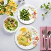 image:imageGibson Home Vanilla Hills 12Piece Opal Glass Dinnerware Set Service for 4  Includes 10 Dinner Plates 85 Salad Plates amp Bowls  Microwave Safe Dishwasher Safe Chip Resistant  White RoundRed Floral