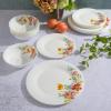 image:imageGibson Home Vanilla Hills 12Piece Opal Glass Dinnerware Set Service for 4  Includes 10 Dinner Plates 85 Salad Plates amp Bowls  Microwave Safe Dishwasher Safe Chip Resistant  White RoundRed Floral