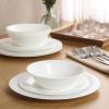 image:imageGibson Home Vanilla Hills 12Piece Opal Glass Dinnerware Set Service for 4  Includes 10 Dinner Plates 85 Salad Plates amp Bowls  Microwave Safe Dishwasher Safe Chip Resistant  White RoundWhite Vanilla Hills