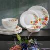 image:imageGibson Home Vanilla Hills 12Piece Opal Glass Dinnerware Set Service for 4  Includes 10 Dinner Plates 85 Salad Plates amp Bowls  Microwave Safe Dishwasher Safe Chip Resistant  White RoundRed Floral