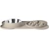 image:imageGibson Home Wags N Whiskers 3 Piece Elevated Pet Bowl Set 12oz Stainless Steel Dog amp Cat Bowl with PP Stand NonSlip Raised Feeder Food amp Water Station Dishwasher Safe BlueTaupe Curious Canines Bone Shaped Double Bowl