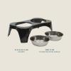 image:imageGibson Home Wags N Whiskers 3 Piece Elevated Pet Bowl Set 12oz Stainless Steel Dog amp Cat Bowl with PP Stand NonSlip Raised Feeder Food amp Water Station Dishwasher Safe BlueBlack Bow Wow Meow