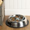 image:imageGibson Home Wags N Whiskers 3 Piece Elevated Pet Bowl Set 12oz Stainless Steel Dog amp Cat Bowl with PP Stand NonSlip Raised Feeder Food amp Water Station Dishwasher Safe BlueBlue Curious Canines Slow Feeder Insert