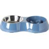 image:imageGibson Home Wags N Whiskers 3 Piece Elevated Pet Bowl Set 12oz Stainless Steel Dog amp Cat Bowl with PP Stand NonSlip Raised Feeder Food amp Water Station Dishwasher Safe BlueBlue Curious Canines Double Bowl