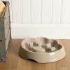 image:imageGibson Home Wags N Whiskers 3 Piece Elevated Pet Bowl Set 12oz Stainless Steel Dog amp Cat Bowl with PP Stand NonSlip Raised Feeder Food amp Water Station Dishwasher Safe BlueTaupe Curious Canines Paw Shaped Bowl