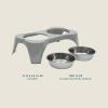 image:imageGibson Home Wags N Whiskers 3 Piece Elevated Pet Bowl Set 12oz Stainless Steel Dog amp Cat Bowl with PP Stand NonSlip Raised Feeder Food amp Water Station Dishwasher Safe BlueGrey Bow Wow Meow