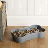 image:imageGibson Home Wags N Whiskers 3 Piece Elevated Pet Bowl Set 12oz Stainless Steel Dog amp Cat Bowl with PP Stand NonSlip Raised Feeder Food amp Water Station Dishwasher Safe BlueBlue Curious Canines Bone Shaped Bowl