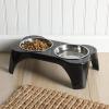 image:imageGibson Home Wags N Whiskers 3 Piece Elevated Pet Bowl Set 12oz Stainless Steel Dog amp Cat Bowl with PP Stand NonSlip Raised Feeder Food amp Water Station Dishwasher Safe BlueBlack Bow Wow Meow