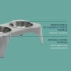 image:imageGibson Home Wags N Whiskers 3 Piece Elevated Pet Bowl Set 12oz Stainless Steel Dog amp Cat Bowl with PP Stand NonSlip Raised Feeder Food amp Water Station Dishwasher Safe BlueGrey Bow Wow Meow