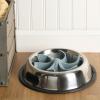image:imageGibson Home Wags N Whiskers 3 Piece Elevated Pet Bowl Set 12oz Stainless Steel Dog amp Cat Bowl with PP Stand NonSlip Raised Feeder Food amp Water Station Dishwasher Safe BlueBlue Curious Canines Slow Feeder Insert