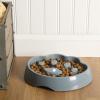 image:imageGibson Home Wags N Whiskers 3 Piece Elevated Pet Bowl Set 12oz Stainless Steel Dog amp Cat Bowl with PP Stand NonSlip Raised Feeder Food amp Water Station Dishwasher Safe BlueBlue Curious Canines Paw Shaped Bowl