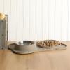 image:imageGibson Home Wags N Whiskers 3 Piece Elevated Pet Bowl Set 12oz Stainless Steel Dog amp Cat Bowl with PP Stand NonSlip Raised Feeder Food amp Water Station Dishwasher Safe BlueTaupe Curious Canines Bone Shaped Double Bowl