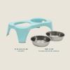 image:imageGibson Home Wags N Whiskers 3 Piece Elevated Pet Bowl Set 12oz Stainless Steel Dog amp Cat Bowl with PP Stand NonSlip Raised Feeder Food amp Water Station Dishwasher Safe BlueTeal Bow Wow Meow