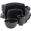 image:imageGibson Home Chiswick House 16Piece Stoneware Dinnerware Set Round Plates and Bowls Set for 4 Green with Wax Relief Embossed Rim Detail Dishwasher Safe  Dinner Plate Salad Plate amp Cereal BowlMatte Black