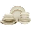 image:imageGibson Home Chiswick House 16Piece Stoneware Dinnerware Set Round Plates and Bowls Set for 4 Green with Wax Relief Embossed Rim Detail Dishwasher Safe  Dinner Plate Salad Plate amp Cereal BowlWhite w Wax Relief Embossed Rim Chiswick House