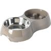 image:imageGibson Home Wags N Whiskers 3 Piece Elevated Pet Bowl Set 12oz Stainless Steel Dog amp Cat Bowl with PP Stand NonSlip Raised Feeder Food amp Water Station Dishwasher Safe BlueTaupe Curious Canines Double Bowl