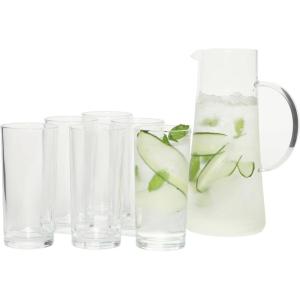 image:imageGibson Home Boozy Brunch 7 Piece Glass Pitcher amp Tumbler Set  15L Pitcher with Six 1314oz Tumblers Everyday Beverage amp Entertaining Drinkware Set Dishwasher SafeGlass Pitcher  Tumbler Set