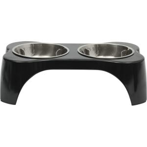 image:imageGibson Home Wags N Whiskers 3 Piece Elevated Pet Bowl Set 12oz Stainless Steel Dog amp Cat Bowl with PP Stand NonSlip Raised Feeder Food amp Water Station Dishwasher Safe BlueBlack Bow Wow Meow
