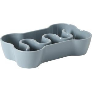 image:imageGibson Home Wags N Whiskers 3 Piece Elevated Pet Bowl Set 12oz Stainless Steel Dog amp Cat Bowl with PP Stand NonSlip Raised Feeder Food amp Water Station Dishwasher Safe BlueBlue Curious Canines Bone Shaped Bowl