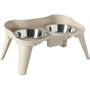 image:imageGibson Home Wags N Whiskers 3 Piece Elevated Pet Bowl Set 12oz Stainless Steel Dog amp Cat Bowl with PP Stand NonSlip Raised Feeder Food amp Water Station Dishwasher Safe BlueTaupe Wags N Whiskers
