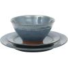 image:imageGibson Elite Crescenton Plates and Bowls Sets 12Piece Blue Stoneware Dinnerware Sets Round Reactive Glaze Dish SetBlue Terranea