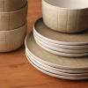 image:imageGibson Elite Crescenton Plates and Bowls Sets 12Piece Blue Stoneware Dinnerware Sets Round Reactive Glaze Dish SetBrown Butterwick