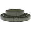 image:imageGibson Elite Crescenton Plates and Bowls Sets 12Piece Blue Stoneware Dinnerware Sets Round Reactive Glaze Dish SetDark Green Townscape