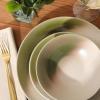 image:imageGibson Elite Crescenton Plates and Bowls Sets 12Piece Blue Stoneware Dinnerware Sets Round Reactive Glaze Dish SetGreen Crescenton