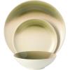 image:imageGibson Elite Crescenton Plates and Bowls Sets 12Piece Blue Stoneware Dinnerware Sets Round Reactive Glaze Dish SetGreen Crescenton