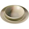 image:imageGibson Elite Crescenton Plates and Bowls Sets 12Piece Blue Stoneware Dinnerware Sets Round Reactive Glaze Dish SetGreen Crescenton