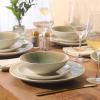 image:imageGibson Elite Crescenton Plates and Bowls Sets 12Piece Blue Stoneware Dinnerware Sets Round Reactive Glaze Dish SetGreen Crescenton