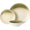 image:imageGibson Elite Crescenton Plates and Bowls Sets 12Piece Blue Stoneware Dinnerware Sets Round Reactive Glaze Dish SetGreen Crescenton