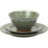 image:imageGibson Elite Crescenton Plates and Bowls Sets 12Piece Blue Stoneware Dinnerware Sets Round Reactive Glaze Dish SetGreen Terranea