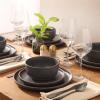 image:imageGibson Elite Crescenton Plates and Bowls Sets 12Piece Blue Stoneware Dinnerware Sets Round Reactive Glaze Dish SetNavy Blue Abbey Circle