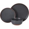image:imageGibson Elite Crescenton Plates and Bowls Sets 12Piece Blue Stoneware Dinnerware Sets Round Reactive Glaze Dish SetNavy Blue Abbey Circle