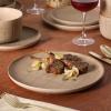 image:imageGibson Elite Crescenton Plates and Bowls Sets 12Piece Blue Stoneware Dinnerware Sets Round Reactive Glaze Dish SetTaupe Butterwick