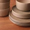 image:imageGibson Elite Crescenton Plates and Bowls Sets 12Piece Blue Stoneware Dinnerware Sets Round Reactive Glaze Dish SetTaupe Butterwick