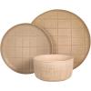 image:imageGibson Elite Crescenton Plates and Bowls Sets 12Piece Blue Stoneware Dinnerware Sets Round Reactive Glaze Dish SetTaupe Butterwick