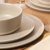 image:imageGibson Elite Crescenton Plates and Bowls Sets 12Piece Blue Stoneware Dinnerware Sets Round Reactive Glaze Dish SetTaupe Humphrey Lane