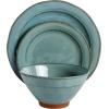 image:imageGibson Elite Crescenton Plates and Bowls Sets 12Piece Blue Stoneware Dinnerware Sets Round Reactive Glaze Dish SetTeal Terranea