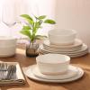 image:imageGibson Elite Crescenton Plates and Bowls Sets 12Piece Blue Stoneware Dinnerware Sets Round Reactive Glaze Dish SetWhite Humphrey Lane