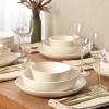 image:imageGibson Elite Leeds Court Plates and Bowls Sets 16Piece Stoneware Dinnerware Sets Terracotta Round Speckle Reactive Glaze Dish SetCream White Leeds Court