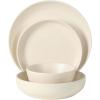 image:imageGibson Elite Leeds Court Plates and Bowls Sets 16Piece Stoneware Dinnerware Sets Terracotta Round Speckle Reactive Glaze Dish SetCream White Leeds Court