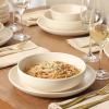image:imageGibson Elite Leeds Court Plates and Bowls Sets 16Piece Stoneware Dinnerware Sets Terracotta Round Speckle Reactive Glaze Dish SetCream White Leeds Court