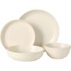 image:imageGibson Elite Leeds Court Plates and Bowls Sets 16Piece Stoneware Dinnerware Sets Terracotta Round Speckle Reactive Glaze Dish SetCream White Leeds Court