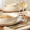 image:imageGibson Elite Leeds Court Plates and Bowls Sets 16Piece Stoneware Dinnerware Sets Terracotta Round Speckle Reactive Glaze Dish SetCream White Leeds Court