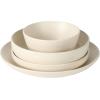 image:imageGibson Elite Leeds Court Plates and Bowls Sets 16Piece Stoneware Dinnerware Sets Terracotta Round Speckle Reactive Glaze Dish SetCream White Leeds Court