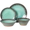 image:imageGibson Elite Leeds Court Plates and Bowls Sets 16Piece Stoneware Dinnerware Sets Terracotta Round Speckle Reactive Glaze Dish SetGreen Green Lantern