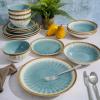 image:imageGibson Elite Leeds Court Plates and Bowls Sets 16Piece Stoneware Dinnerware Sets Terracotta Round Speckle Reactive Glaze Dish SetLight Blue Mayfair Bay